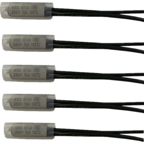 100PCS Thermostat KSD9700 10A-Metal 40C 45C 50C 55 60 65C Temperature Switch Normally Closed Thermal Protector degree centigrade