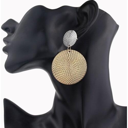 Vintage Gold Silver Metal Drop Earrings For Women Fashion Geometric Sequin Coin Dangle Earring Statement Party Jewelry Wholesale