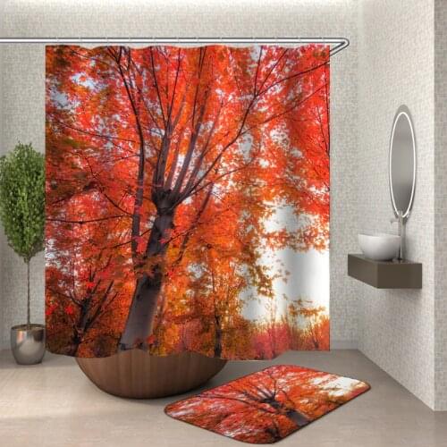 Scene shower curtain fabric 3d bathroom shower curtains landscape bath curtain hooks home waterproof bathroom curtain or mat