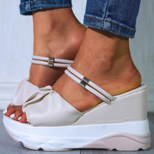 2020 INS HOT Large Size 44 Wedges High Heels Leisure Summer Comfy Platform Slippers Shoes Women