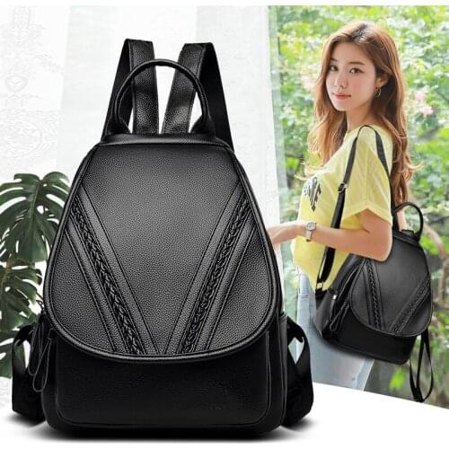 Womens Leather Backpack Ladies Waterproof PU Backpacks High Quality Female Travel Rucksack Casual Lady Back Pack Woman Mochila