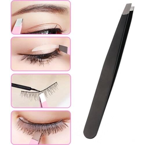 1 PCS Eyebrow Tweezers Stainless Steel Facial Hair Removal Eyebrow Trimmer Eyelash Curler Cosmetic Beauty Makeup Tool