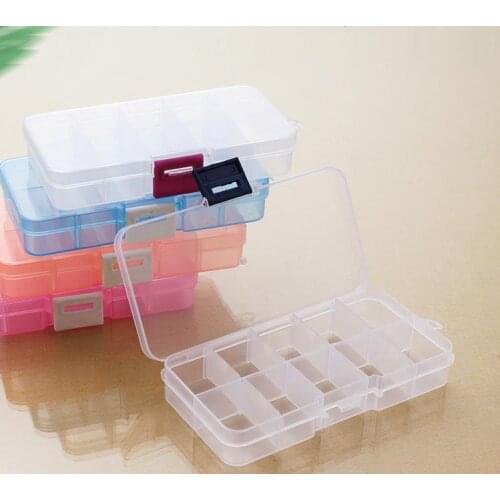 10 Grids Jewelry Storage Box Plastic Clear Display Case Organizer Holder for Beads Ring Earrings Jewelry SN414