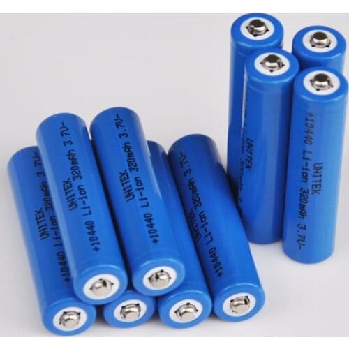 10PCS 3.7V 10440 Rechargeable lithium ion battery ICR10440 320mah AAA size li-ion cell baterias for LED flashlight torch toys