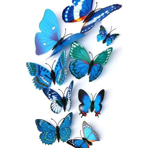12pcs/set 3D DIY Butterflies Wall Stickers Butterfly Mural For Fridge Christmas Party Decoration Window Kitchen Wall Art Decals