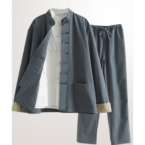 3pcs/set high quality men cotton&linen wing chun uniforms hanfu tai chi kung fu martial arts clothing wushu suits tang suit