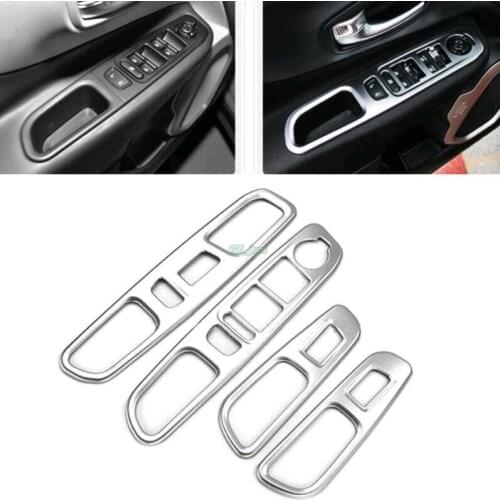 4Pcs Matte Car Interior Door Armrest Window Lift Button Cover Trim for Jeep Renegade 2015 2016