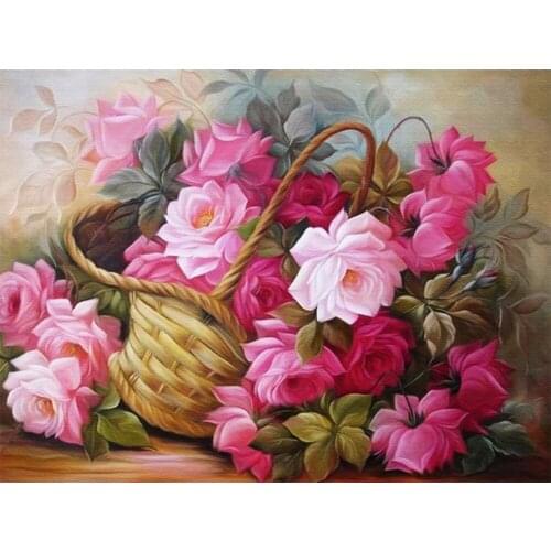 Diy Diamond painting flower Diamond embroidery lovely flower 3d diamond art craft needles fabric 3d Diamond mosaic Rose Basket