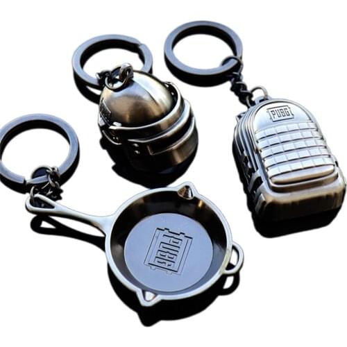 PUBG Keychain Cosplay 3 Level Armor Backpack Helmet 98k Gun Saucepan Creative Key Chain Battlegrounds Accessories Props