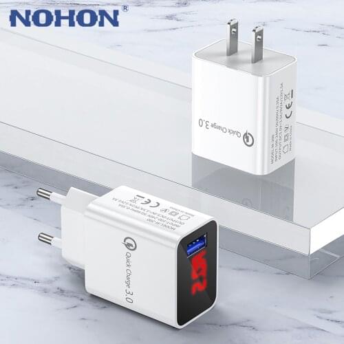 Quick Charge 3.0 USB Charger For iPhone 11 Pro Xs Max X XR Samsung Xiaomi Huawei Digital Display 3A Fast Charging Wall Charger