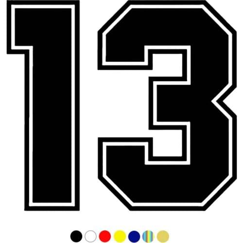 CS-930# Number 13 funny car sticker vinyl decal silver/black for auto car stickers styling car decoration