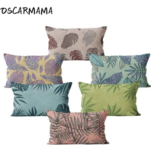 Nordic Green Leaf Blue Pink Tree Elegant Custom Pillow Case Printed Designer Cushion Cover Rectangle 3050 Mint Garden Sofa Decor
