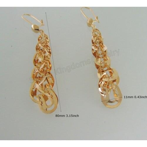 Foromance/ CUTE - YELLOW GOLD OVERLAY FILLED BRASS PLAIN DANGLER 3.15" EARRING