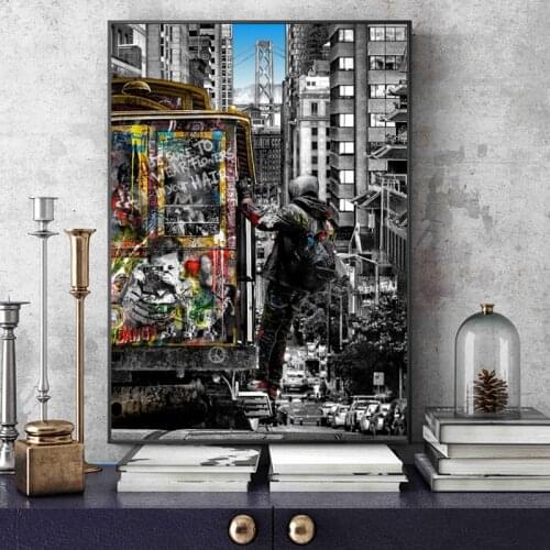 Graffiti Art Banksy Street Landscape Paintings of London City Canvas Paintings Pop Art Posters and Prints for Home Decor