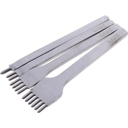 3mm/0.12" 1 2 4 6 Prong Hole Punch Tool Chisel Useful Stainless Steel Rhombus Tooth Chisel Leather Craft DIY Tool 1pc
