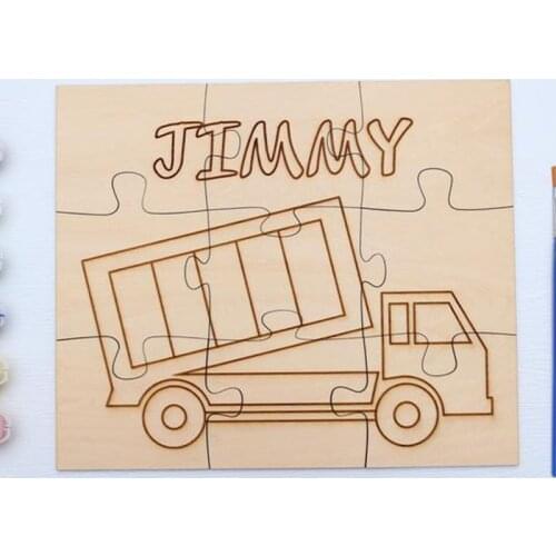 Custom Wooden Truck Name DIY Puzzle Kit 8 Designs,Custom Kids Painting Toys,Children Room Decoration,Birthday Baby Shower Gift