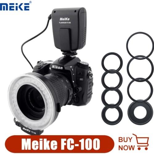 Meike Meke FC100 Ring Macro Flash Light Photo Speedlight for Canon Nikon Olympus Pentax DSLR Camera EOS 650D 60D D7100 D5300