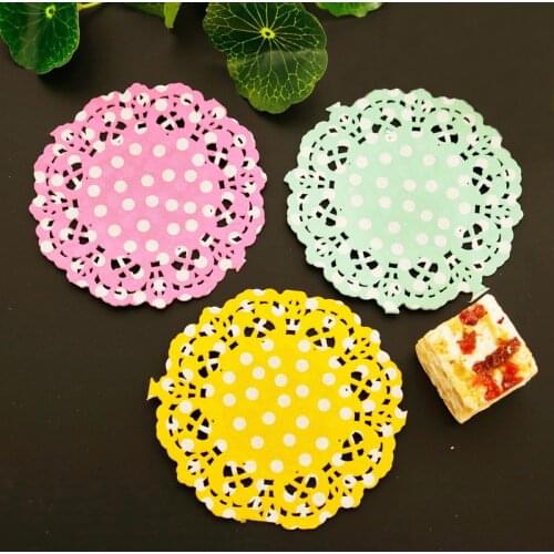 Dots Paper Lace Doilies 3.5inch 8.8cm Round Decorative Tableware Placemats Cake Packaging Paper Pads Mats