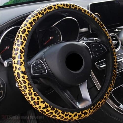 Leopard PU Car Steering Wheel Cover Camouflage Car Steering-wheel Cover Fit For Most Cars Microfiber Leather