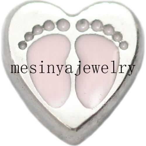 Best quality 10pcs beautiful baby feet floating charms for glass locket, FC-109