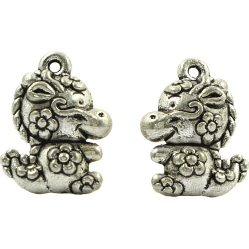 Cute Little Dinosaur Charms Pendant Tibetan Silver Metal Jewelry Findings Accessories For Making DIY Necklace Earring 6pcs
