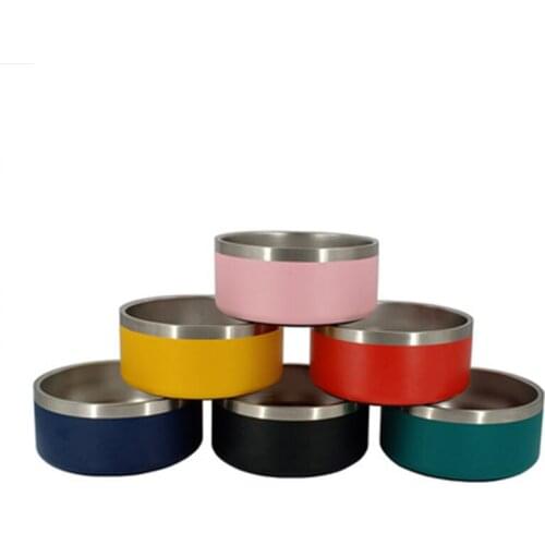 64oz Pet Bowl Double Wall Stainless Steel Dog Bowl Nonslip Large Capacity Round Shape Cat Dog Food Bowl Home Supplier