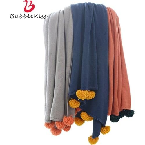 Bubble Kiss Fashion New Throw Blanket Solid Color Knitted Thread Bed Cover Blanket 800g Weighted Office Air Conditioning Blanket