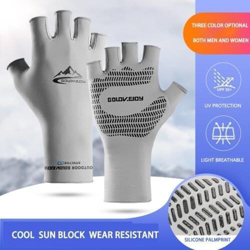 Men Gloves Long Wrist Ice Silk Sunscreen Silicone Non-Slip Outdoor Cycling Driving Fishing Fast Dry Half-Finger Women Gloves
