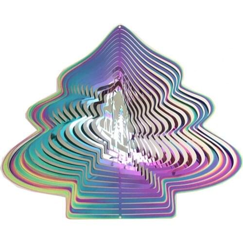 2021 New Lightweight Exquisite Wind Chime Rotating Gradient Color Metal All Match Christmas Style Hanging Wind Chime for Outdoor