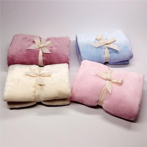 Pure color Baby Double Flannel Embossed Blanket Nap Blanket Childrens Soft Blanket Covered Car Small Blanket