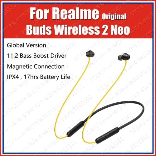 Global Version RMA2011 AAC SBC Original Realme Buds Wireless 2 Neo Bluetooth Earphones Neckband Sport Headset Type C Bass Boost