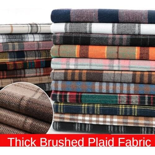 Sanded Plaid Fabric By The Per Meter for Coat Pants Clothing Dress Shirt Sewing Grid Geometric Pattern Cloth Polyester Cotton