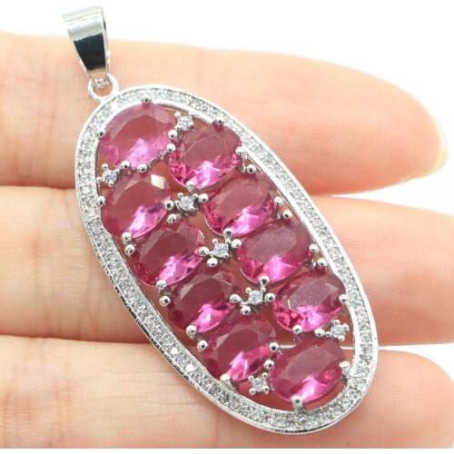 35x35mm Awesomen Big Round Created Iolite Paris Blue Topaz Cubic Zircon For Women Wedding Silver Pendant Eye Catching