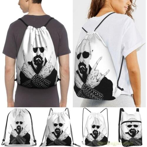 Unisex Drawstring Bags Rob Halford Drawing Women Drawstring Backpacks Men Outdoor Travel Backpacks Training Fitness Bag