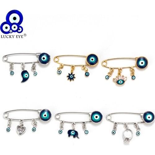 Lucky Eye Sun Elephant Eye Charms Brooch Evil Eye kids Brooch & Pin For Women Boy Girl Jewelry Colorful Buckle Clips EY6105