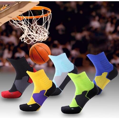 Sports Socks Men Basketball Soccer Thickened Towel Bottom Jacquard Weave Crew Running Cycling Bike Hiking Skiing Non-Slip Socks