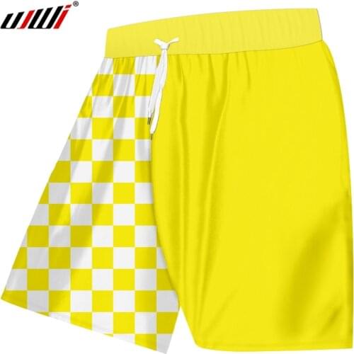 UJWI New Design Mens 3d Yellow White Plaid Printed Shorts Oversize Shorts For Hip Hop Shorts Factory Direct Clothing Wholesale