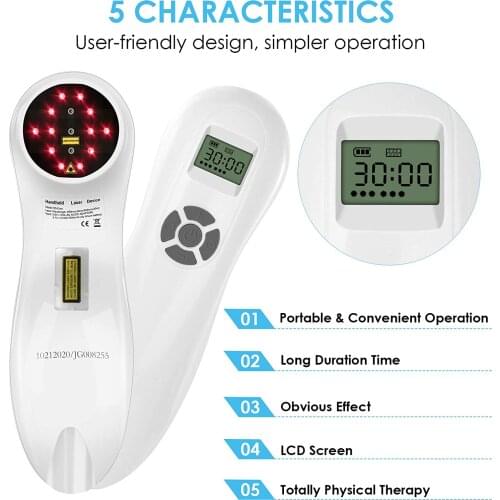 LLLT Red Light Laser Therapy Device for Pain Relief, Joint and Muscle Pain Reliever, Infrared Light with 650nm and 808nm