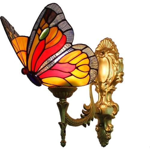 Vintage Turkish Wall Lamp Bedroom Aisle Corridor Bathroom Stained Glass Lampshade Butterfly Wall Bracket Light WJ10