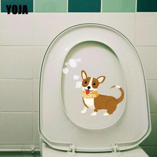 YOJA 23.1*21.7CM Creative Animal Dog Wall Sticker Cartoon BedRoom Home Decor Toilet Decal T3-0549