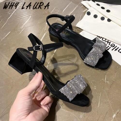 2021 new summer sandals womens high heel thin heel Korean fairy button open toe fashion comfortable womens high heel shoes