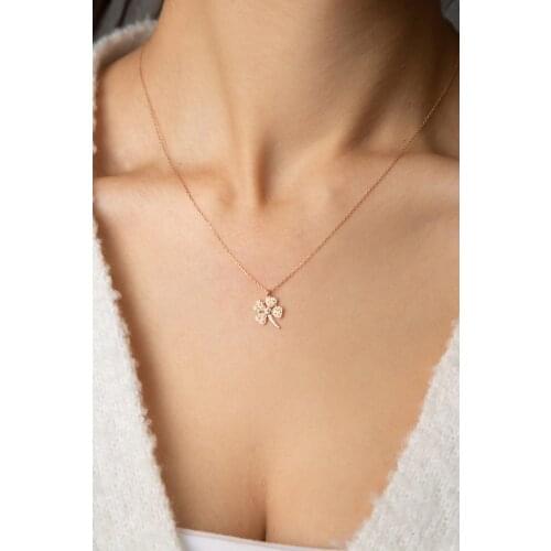 Womens Necklace Gemstone Clover Pattern 925 Sterling Silver Necklace 2021 fashion neck chain elegant stylish