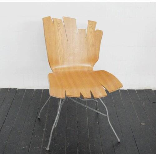 Zq Nordic Art Iron Chair Wooden Nordic Personalized Creative Small Apartment Single Dining Chair