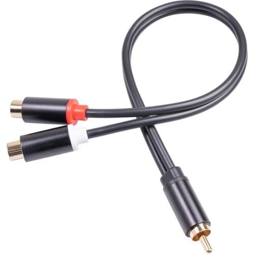 0.3m RCA Audio Speaker Y-Adapter Splitter Cable RCA 1 Male to 2 Female Stereo Audio Cable Gold Plated High Fidelity Shield