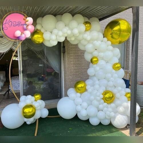 133pcs White Balloons Arch Garland Kit 4D Gold Chrome Balloons Birthday Wedding Party Decoration For Valentines Day Gifts