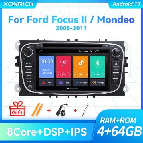 2Din Android10 Car Radio Multimedia For Ford Focus 2 3 mk2 Mondeo 4 Kuga Fiesta Transit Connect S-MAX C-MAX 8Core IPS DSP 4G 64G