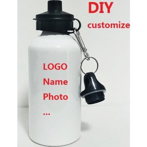 500ML Bottle DIY customize colorful print LOGO photo Travel Sport Easy take for bike with hook for bag Aluminium Portable Update