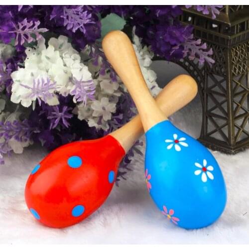 Kids Baby Wooden Toy Maracas Rumba Shakers Musical Party Rattles