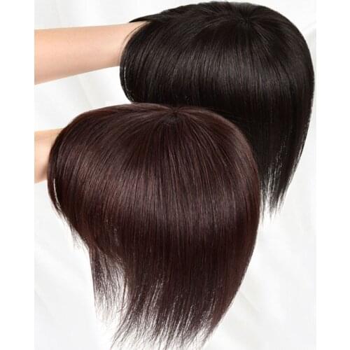 DIANQI synthetic hair clip on top of head hair closure hair extension with natural fake bangs side air bangs wig