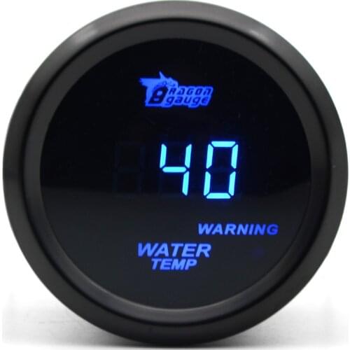 DRAGON GAUGE 2'' 52MM Water Temp Gauge Black Color Digital Blue Led 40-150 C